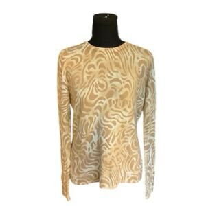 J. McLaughlin Crew Neck Modal Blend Sweater Size M Neutral Animal Print